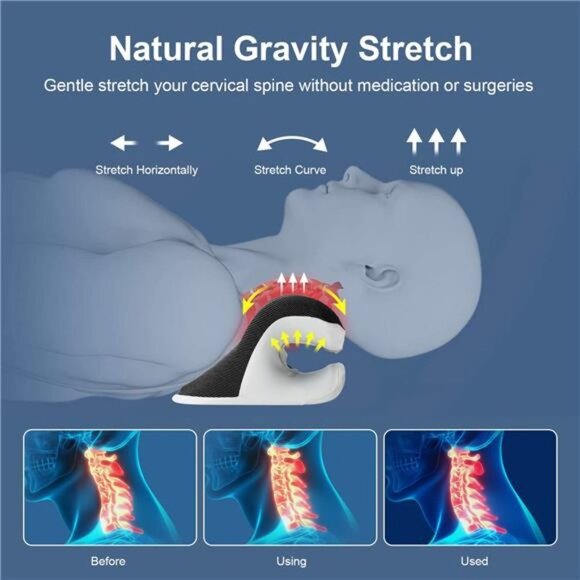 Heated Neck Stretcher w/ Magnetic Therapy Pillowcase, Neck and Shoulder Relaxer - Picture 7 of 7
